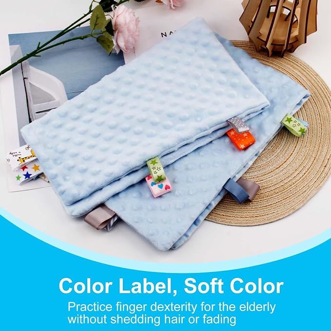 Fidget Blanket for Adults with Dementia, Sensory Blanket Mat for Alzheimers Patients, Dementia Activites for Senior, Gift for Dementia Patients,Sensory Toys for Autism (Light Blue)