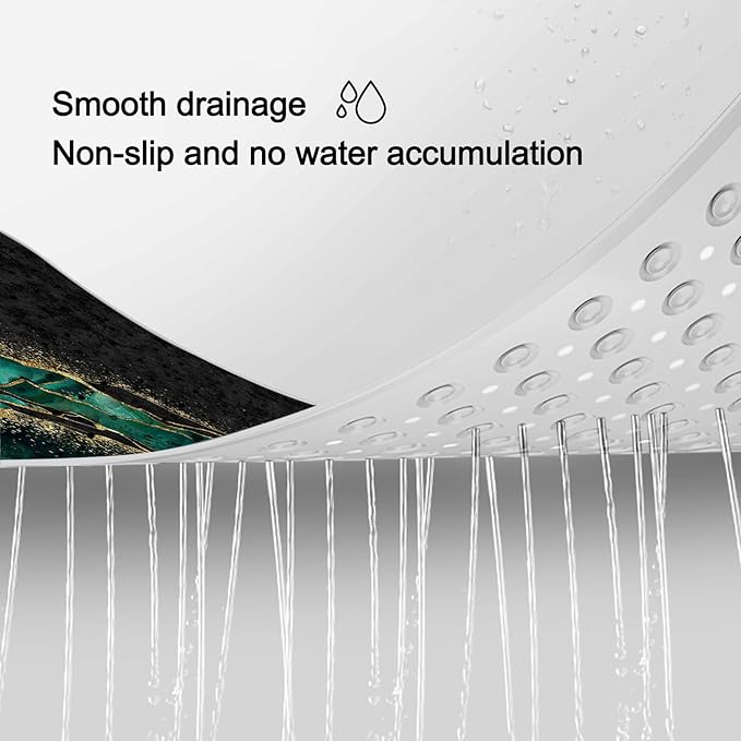 LNOND Marble Bath Tub Mat Non Slip, Extra Long 40 X 16 Inch Anti Slip Mat for Bathtub, Green Gold Marble Shower Mat with Drain Holes and Suction Cups, Machine Washable