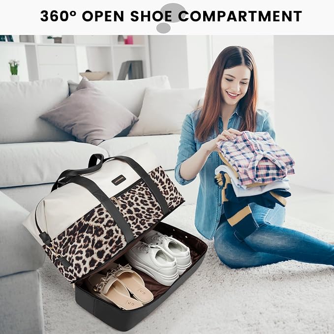 LOVEVOOK Weekender Bag for Women, Large Duffle Bag for Travel with 2 Packing Cubes, Carry on Overnight Bag with Shoe Compartment, Mom Hospital Bags for Labor and Delivery
