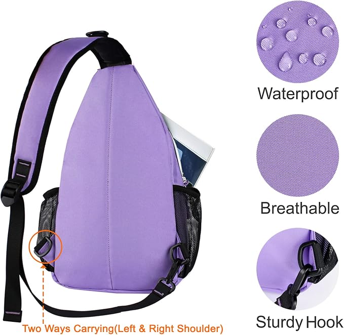 MOSISO Small Sling Bag for Men, Crossbody Shoulder Chest Daypack Bag | Sling Backpack for Casual Travel Hiking