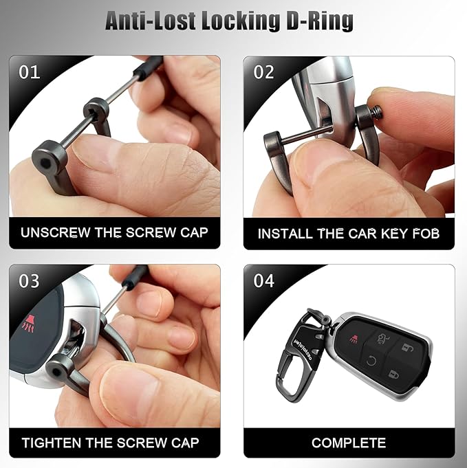 Keychain Carabiner Clip,Heavy Duty Belt Loop Car Key Ring Holder | Durable metal build, mens EDC accessory, 4 key rings, secure locking D-ring, fits belt loops, holds home, car key fobs