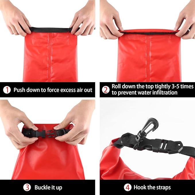 WELL-STRONG Emergency First Aid Kit for Boating & Marine Safety Waterproof Medical Supplies with Roll Top Design for Fishing, Kayaking Red