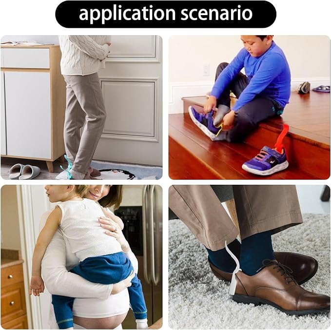 Lazy Shoes Helper,Sock Sl ider Handled Shoe Horn Shoe Lifting Helper Easy on & Off for Seniors Elderly Disabled，Plastic Shoehorn Fits All Shoes, Shoe, Jewelry and Watch Accessories