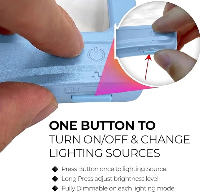 MAGNIPROS 5X Rechargeable LED Page Magnifier with Foldable Stand, Hands-Free Lighted Magnifier with 3 Color Modes, Anti-Glare Lens for Reading Small Print, Low Vision, Seniors, Crafts