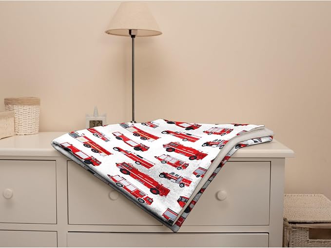 Fire Truck Blanket Gifts for Truck Lover 60 x 50 Inch for Teen,Red Truck Fannel Fleece Throw Blanket Super Soft Throws Blanket for Bed Couch Sofa