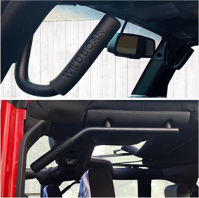 Front & Rear Grab Handle Kit Aluminum Alloy Grab Bar for 2007-2018 Jeep Wrangler JK JKU Rubicon Sport Sahara (Black)