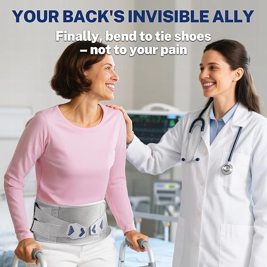Thin Back Brace for Women Lower Back Pain Relief, Slim Fit & Lightweight for Wearing Under Clothes, Ideal for Sciatica, Scoliosis, Posture, Lifting, Size M