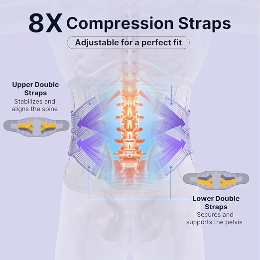 Fit Geno Back Brace for Lower Back Pain Women: Adjustable Lumbar Support Brace for Pain Relief - Breathable Waist Belt for Comfort - XL/2XL/3XL