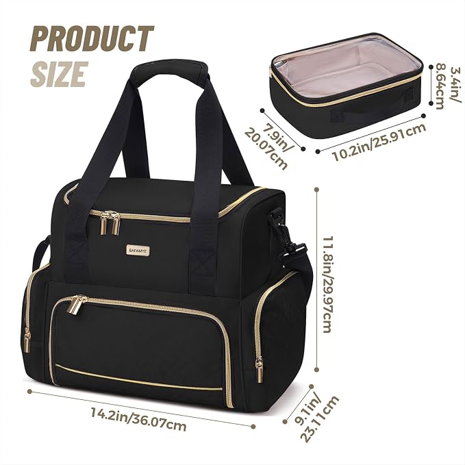 BAFAMYE Large Medicine Storage Bag with 2 Removable Cases, Medicine Storage Bag with Multiple Storage Sections,with Shoulder Strap,Suitable for Travel or Home,Black