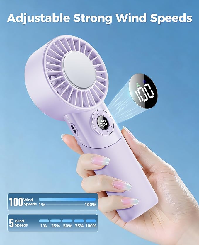 Portable Handheld Fan with Semiconductor Ice Cooling, 5 Seconds Cool Down | 4000mAh Handheld Fan/Table Fan/Neck fan 3 In 1, Rechargeable 10500 RPM Turbo cooling fan for Outdoor,Office,Camping,Travel