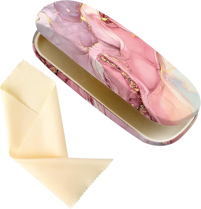 Glasses Case Hard Shell,Portable Protective Eyeglasses Case, Eyeglass Holder Box with Cleaning Cloth, for men women