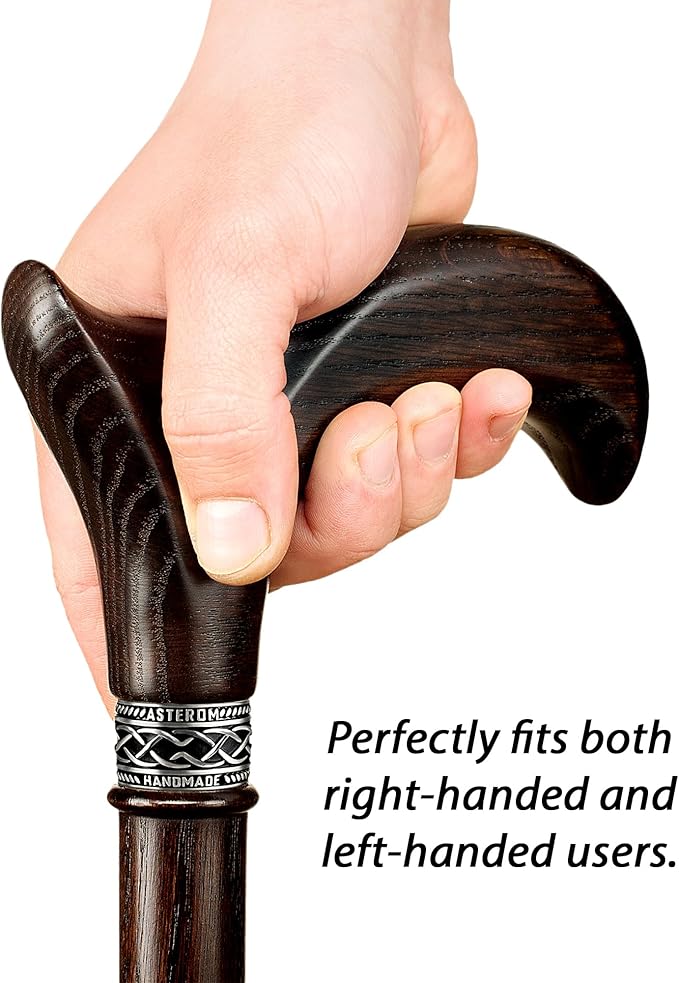 Asterom Walking Cane - Handmade, Ergonomic, Wooden - Canes for Men & Women - Walking Sticks for Seniors, Unique, Wood
