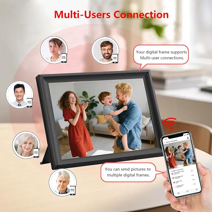 Frameo 15.6 Inch Large Digital Photo Frame, Digital Picture Frame WiFi, IPS HD Touch Screen, 32GB Storage, Photo Frame with Auto-Rotate Instant Share Photo/Video Sharing via Frameo App, Gift for Mom