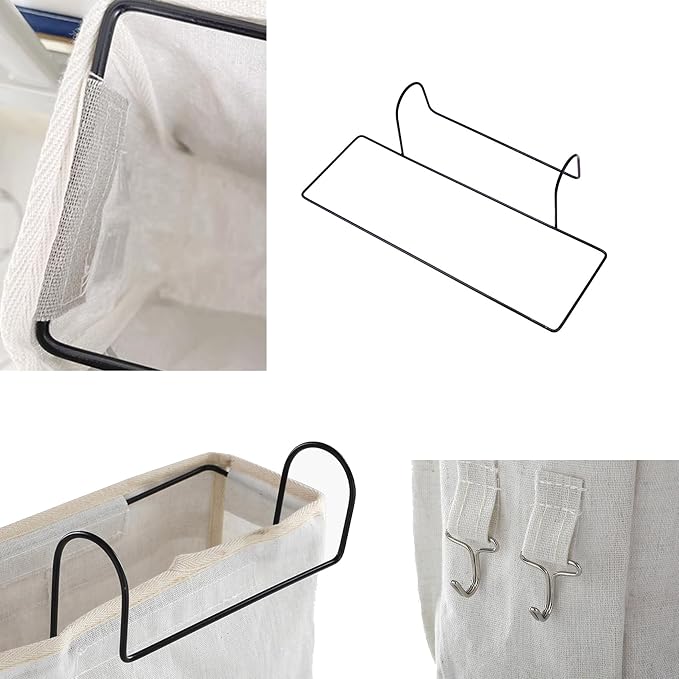 Bedside Caddy Organizer Hanging Storage Basket with Large Pockets & Hooks, Heavy-Duty Canvas Bedside Organizer for Bunk Beds, Dorm Rooms, Hospital Beds & Small Spaces (Beige)