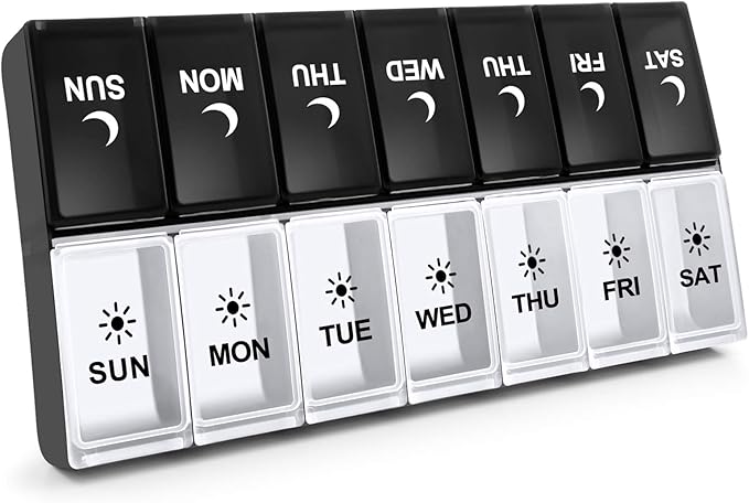 7 Day Pill Organizer 2 Times a Day, Large Weekly AM PM Pill Box, Day Night Medicine Organizer, Pill Case Twice A Day, Pill Container