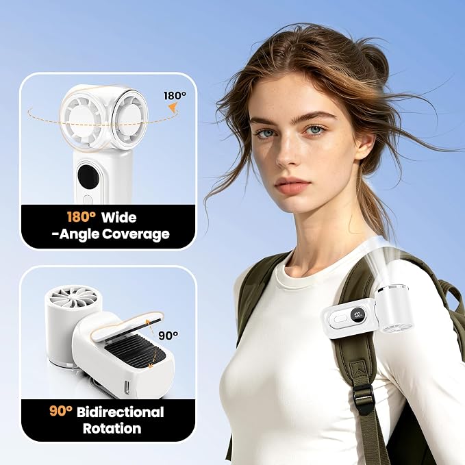 Portable Clip-On Mini Fan Handheld Turbo Fan with 100 Speeds 3000mAh | Rechargeable Stroller Fan Pocket Size USB Cooling Fan for Travel, Camping, Lash Tech & Office