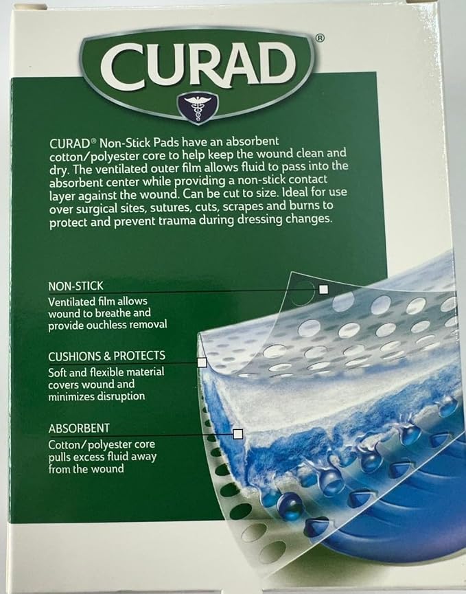 Curad Medium Non-Stick Pads, 10 Count, Pack of 3