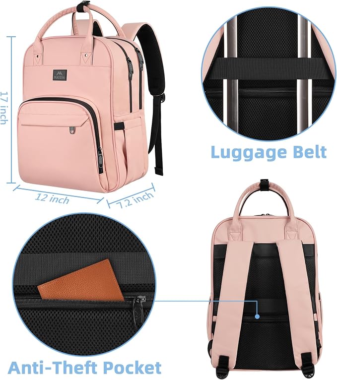 MATEIN Nursing Backpack, Home Health Nurse Bag with Removable Organizer | Womens Medical Backpack fit 15.6 Inch Laptop, Waterproof Clinical Doctor Work Bag for College, Pink Nursing Essentials