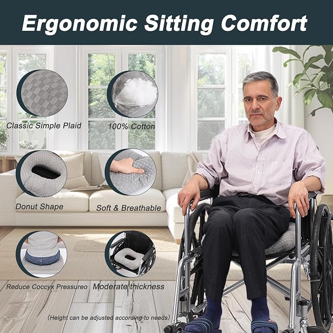 Anti-Slip Wheelchair Cushions, Bed Sore Cushions for Butt, Ergonomic Innovations Orthopedic Donut Pillow, Medical Seat Cushion for Sciatica, Back, Coccyx, Pressure Sore (Green)
