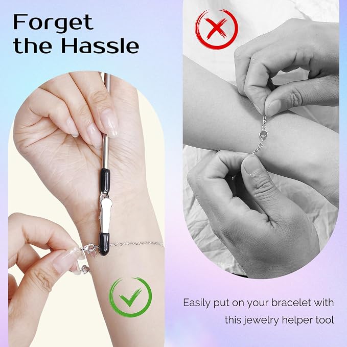 Zipper Puller Helper for Dresses and Bracelet Helper Tool Set | Dress zipper helper tool reaches back zippers and helps fasten bracelets for women, seniors, and travelers, easy to use