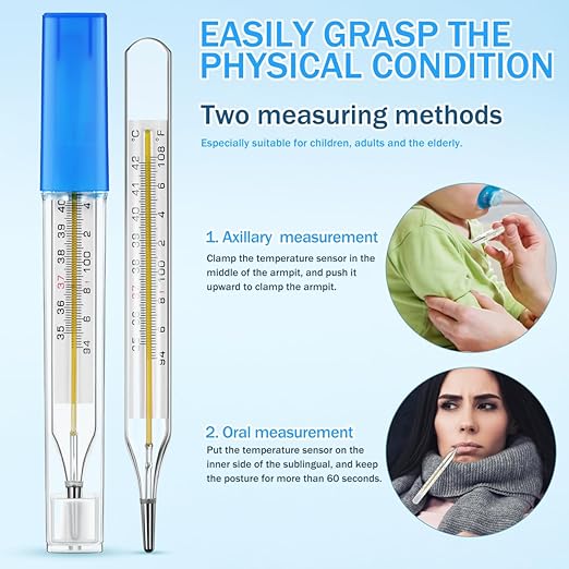 2Pc Glass Oral Temperature Adult: Free Clinic Armpit Fast Reading Fever Indicator
