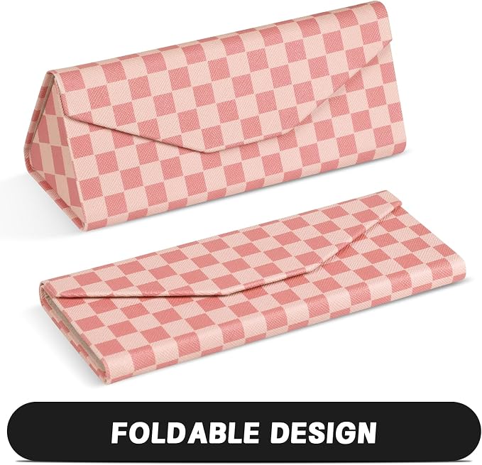 Sunglasses Case, Foldable Glasses Case, Magnetic PU Leather Hard Shell Folding Eyeglass Holder Box, Collapsible Unisex