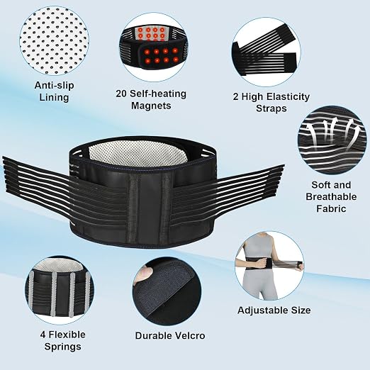 Back Brace for Lower Back Pain Relief, Lumbar Support Belt for Work for Men&Women with Magnet, 4 Reinforced Stays, Self Heating Adjustable Back Support for Sciatica,Herniated Disc,Scoliosis (Small)