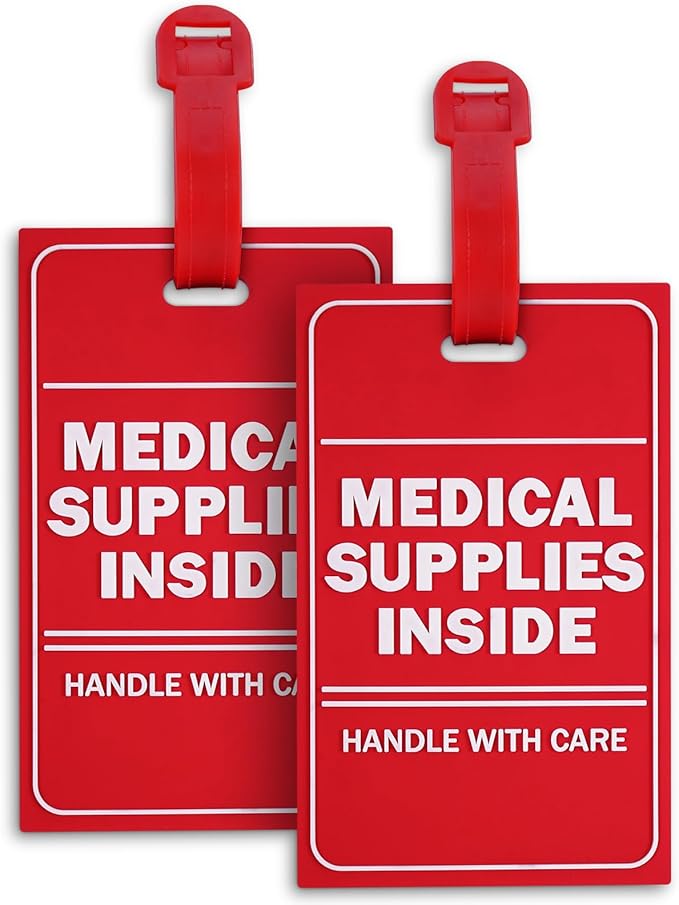 MEDMAX 2 Pack Medical Supplies Inside Tag | Handle with Care for Luggage or Bags Containing Medical Devices, Easy to Spot