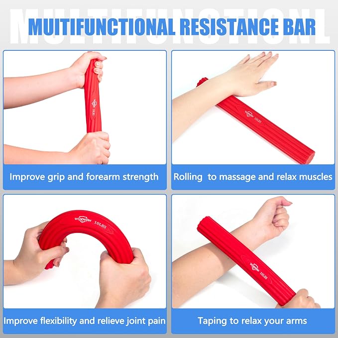 DICYWUDI Flex Therapy Bar and Grip Strength Trainers set, Physical Therapy & Resistance Bar for Golfers Elbow, Tendinitis, Wrist,Forearms Pain, Improve Grip Strength and Relieve Pain