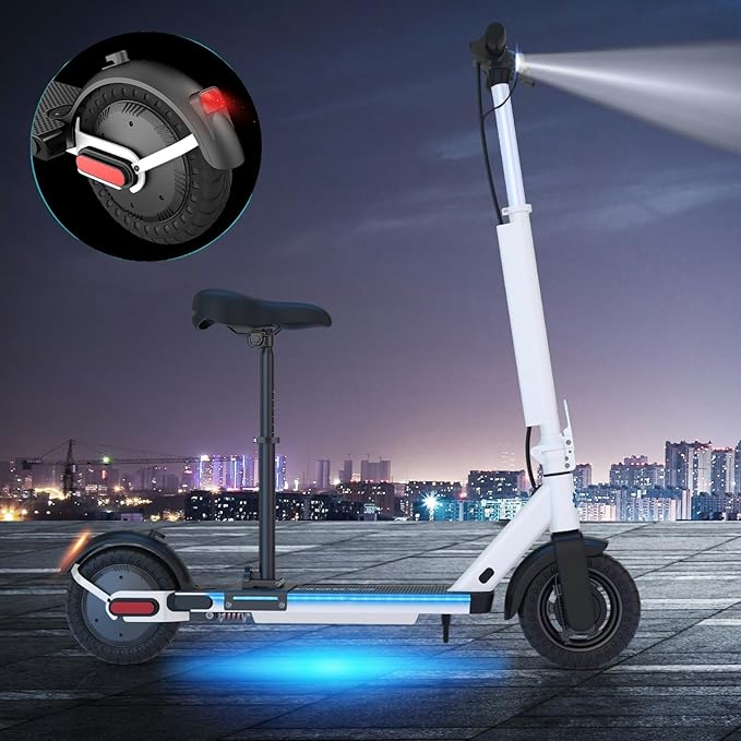 Caroma Electric Scooter with Seat Option,500/350W Motor Up to 25/20 Miles Range & 25/20 MPH Speed,9" Tires,Adjustable Electric Scooter for Adults,Foldable Commuting