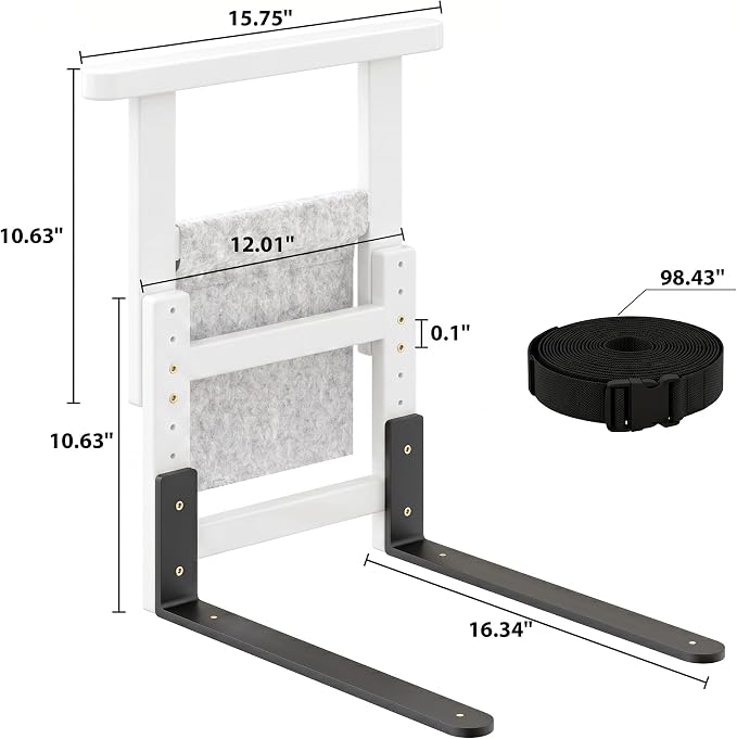 Bamboo Bed Assist Rail for Seniors Adjustable Grab Bar 300lbs White | Non-Slip Handle, Storage Pocket, Fits 4–12 inch Mattresses, Fits Twin, Full, Queen & King Beds