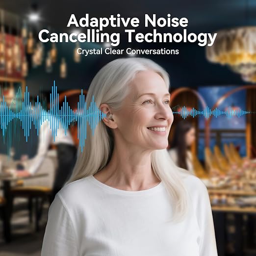 OTC Hearing Aids for Seniors - Rechargeable Invisible Hearing Aids with AI Noise Cancellation, 100+ Hours Battery Life, Comfort Fit Ear Canal Design