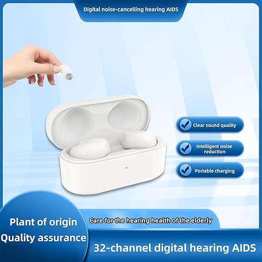OTC Hearing Aids for Seniors Rechargeable ITE Hearing Amplifier，Noise Reduction Ear Aids, 32-Channel Digital Chip,4 Modes, 5 Volume Levels, 120Hrs Battery Life Earbuds for Hearing Loss Adults, Women, Men, Elder