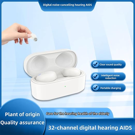 OTC Hearing Aids for Seniors Rechargeable Hearing Amplifiers with Noise Cancelling for Mild to Moderate Hearing Loss, In Ear Nearly Invisible, Auto On/Off, Memory Functions, Portable Charging Case, LED Display Elderly-Friendly