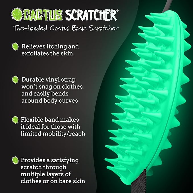 Original Back Scratcher - 2-Sided Back Scratching Tool for Hard-to-Reach Area, Durable 45" Strap with Ball Handles for Towel Like Operation, Universal Gifts for Men and Women, Glow
