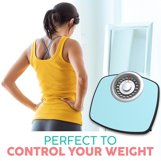 Adamson A25 Scales for Body Weight - Up to 400 LB - 5.3" Dial on 12.4" x 10.2" Platform - Anti-Skid Rubber Surface - High Precision Bathroom Scale Analog - Durable with 20-Year Assurance