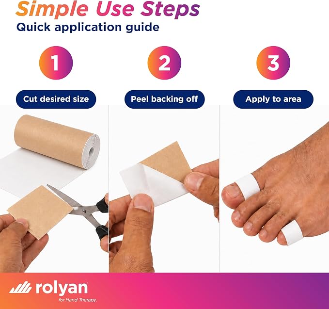 Rolyan Latex-Free Moleskin, 9" x 4 Yards, White, Adhesive Backing Moleskin Padding for Use with Splints, Braces, and Casts, Non-Latex Roll of Prewrap, Undercast Wrap for Skin Protection and Support