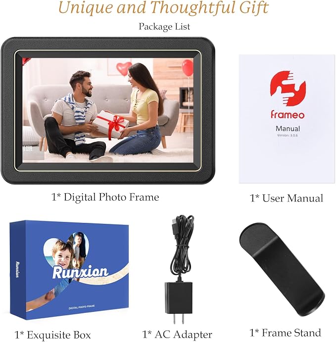32GB Digital Picture Frame, Frameo 10.1 Inch Smart WiFi Digital Photo Frame | 1280x800 IPS Touch Screen, Instant App Sharing, Auto-Rotate, Tabletop&Wall Mount ,Electronic Gift for Parents Grandparents
