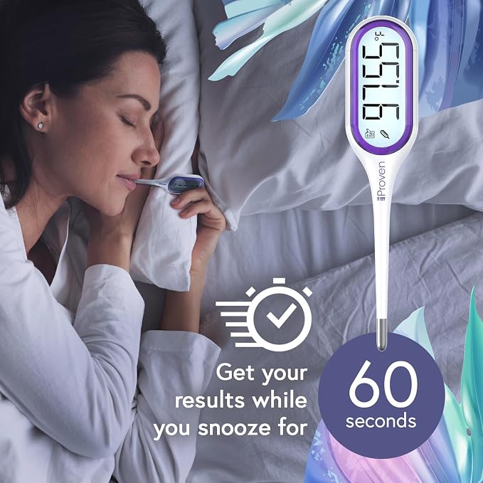 iProven Basal Body Thermometer, Easy to Use with Backlight & Big Digits | 1/100 Degree High Precision, BBT for Ovulation Tracking, 30 Memory Recall, Accurate Fertility Temperature Tracker