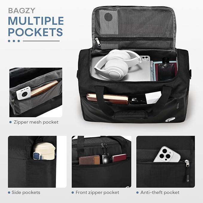 40x30x15cm Personal Item Travel Bag 16x12x6 inchLightweight Gym Bag Foldable Duffle Bag Mens Water-resistant Weekender Bags for Women for Overnight Hospital Carry on Bags for Airplanes