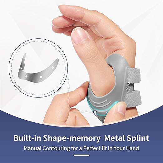 AKSO MEDICOS CMC Thumb Brace - Comfortable Thumb Splint for CMC Joint Pain Relief and Support, Osteoarthritis, Tendonitis, Arthritis, CMC Joint Thumb Arthritis Brace for Women Men (Right Hand, Large, Grey)