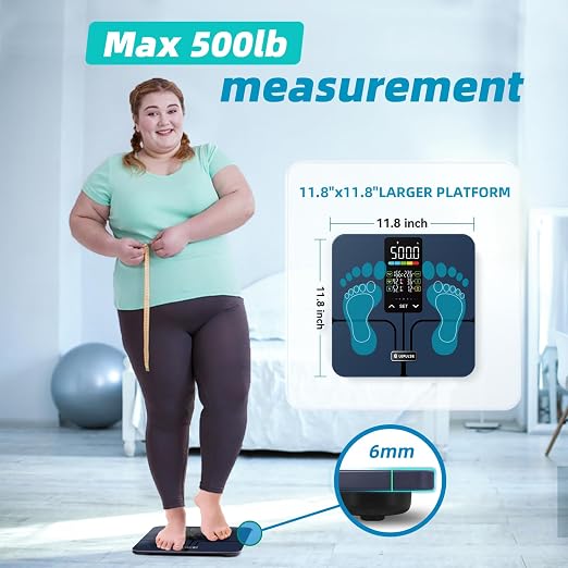 Lepulse No APP Body Fat Scale 500lb Smart Bathroom Scale with 5.44'' Large Backlit Display 8 Body Composition Analyzer, Most Accurate Digital Weight Scale for BMI Body Fat Muscle Mass