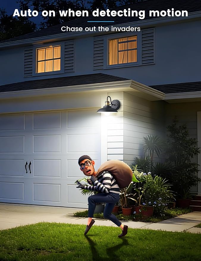 Motion Sensor Light Bulbs, E26 Dusk to Dawn Activated Security | Auto On/Off, Energy-Efficient, for Indoor Outdoor Lighting, Front Door Garage Basement Storage Closet, 120V, 5000K 2Pack