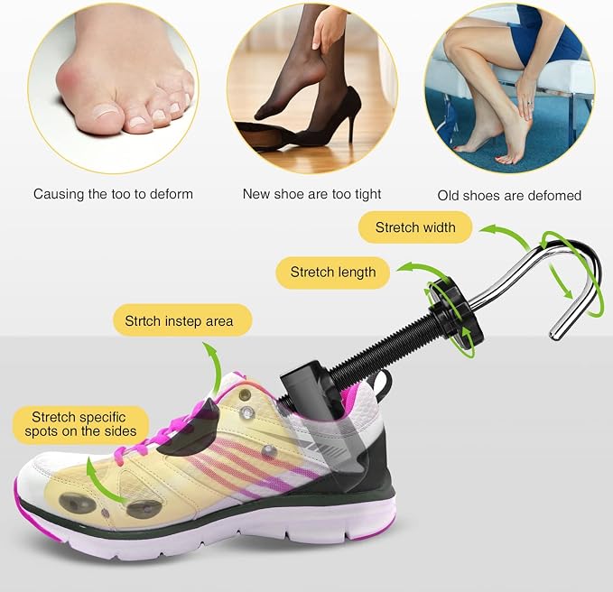 Eachway Pair of Professional 2-Way Premium Shoe Stretcher Tough Plastic Shoe Trees, Adjustable Length & Width Durable Shoe Shaper for Men and Women (Large)