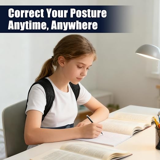 Posture Corrector for Kids Adjustable Back Straighter with Shoulder Pads Upper Back Posture Brace for Teenagers to Provide Spinal Support Improve Posture and Prevent Slouching (Large, waist size 31.5-37.5in)