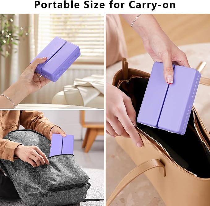 FYY Daily Pill Organizer,7 Compartments Portable Pill Case Travel Pill Organizer,[Folding Design] Large Pill Box for Purse Pocket to Hold Vitamins,Cod Liver Oil,Supplements and Medication-Purple