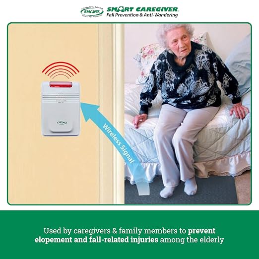 Smart Caregiver Cordless Monitor with Cordless 24in x 48in Gray Floor Mat - Get to Them so They Don't Walk Alone!
