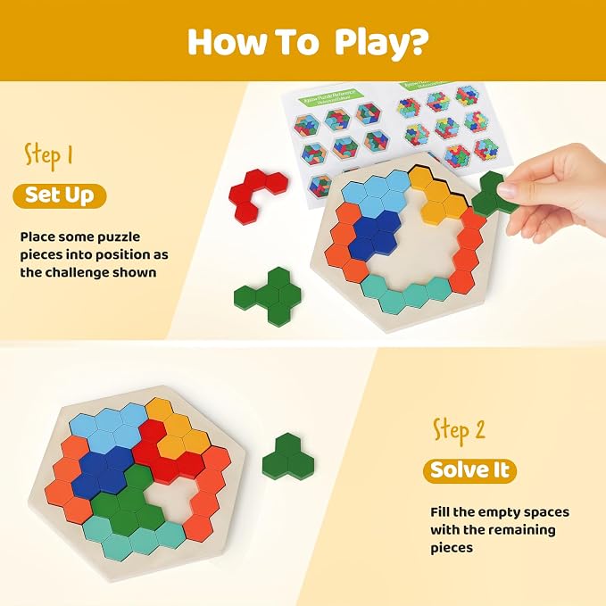 5 Pack Wooden Brain Teaser Puzzles Sets for Kids,Montessori Brain Blocks Logic Tangram Geometric Shapes Puzzle Matching Games Easter Basket Stuffers Gifts for All Ages Boys Girls