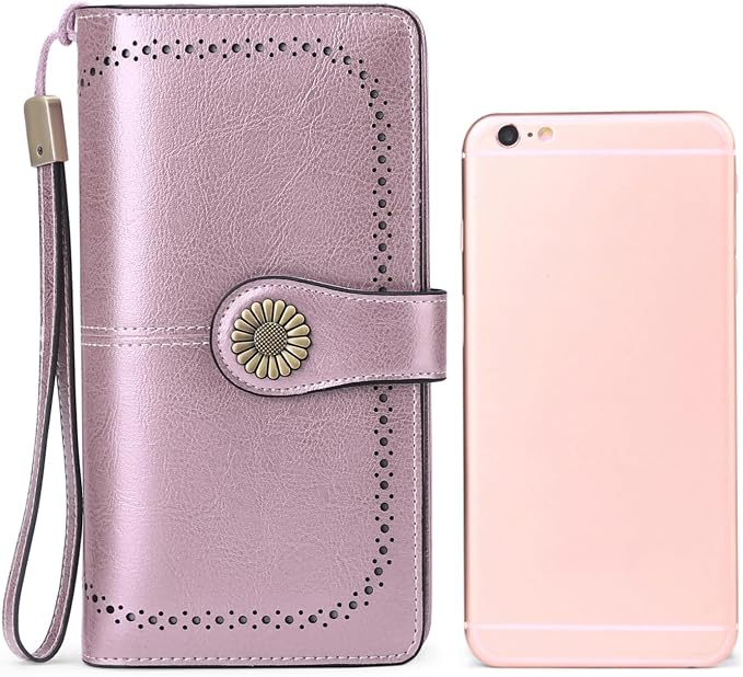 SENDEFN Wallets for Women Leather Credit Card Holder with RFID Blocking Large Capacity Wristlet | with RFID Blocking