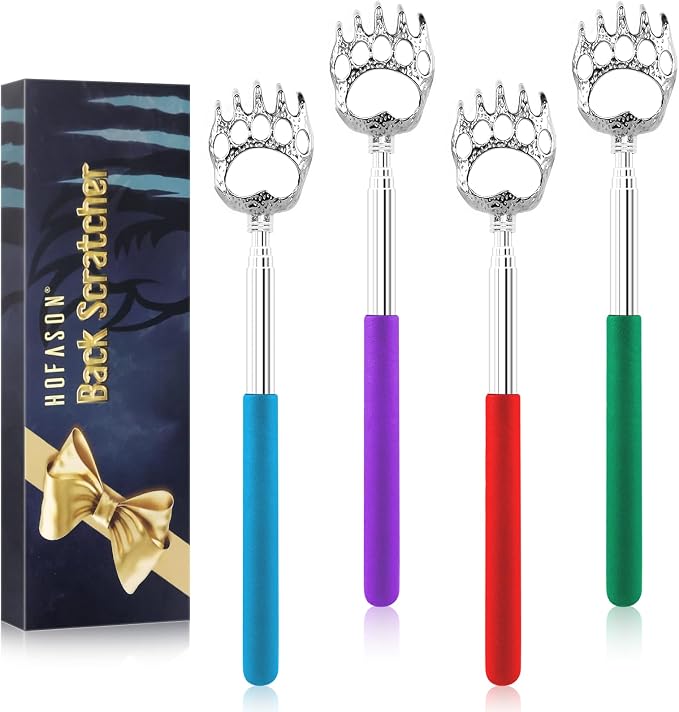 HOFASON 4 Pack Bear Claw Back Scratcher, Stocking Stuffers for Adults Men Women Teens, Easter Basket Stuffers for Teens, Fathers Mothers Day Dad Gift, Christmas Bulk Small Gifts, White Elephant Gifts